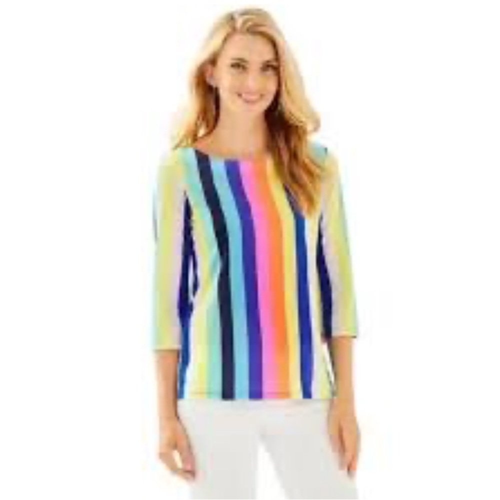 Lilly Pulitzer Waverly Top in Multi Sun Stripe - XXS